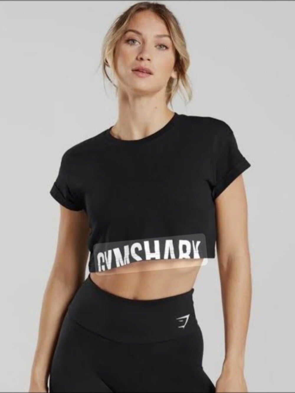 Gymshark Fraction Crop Top Short Sleeve Black Small